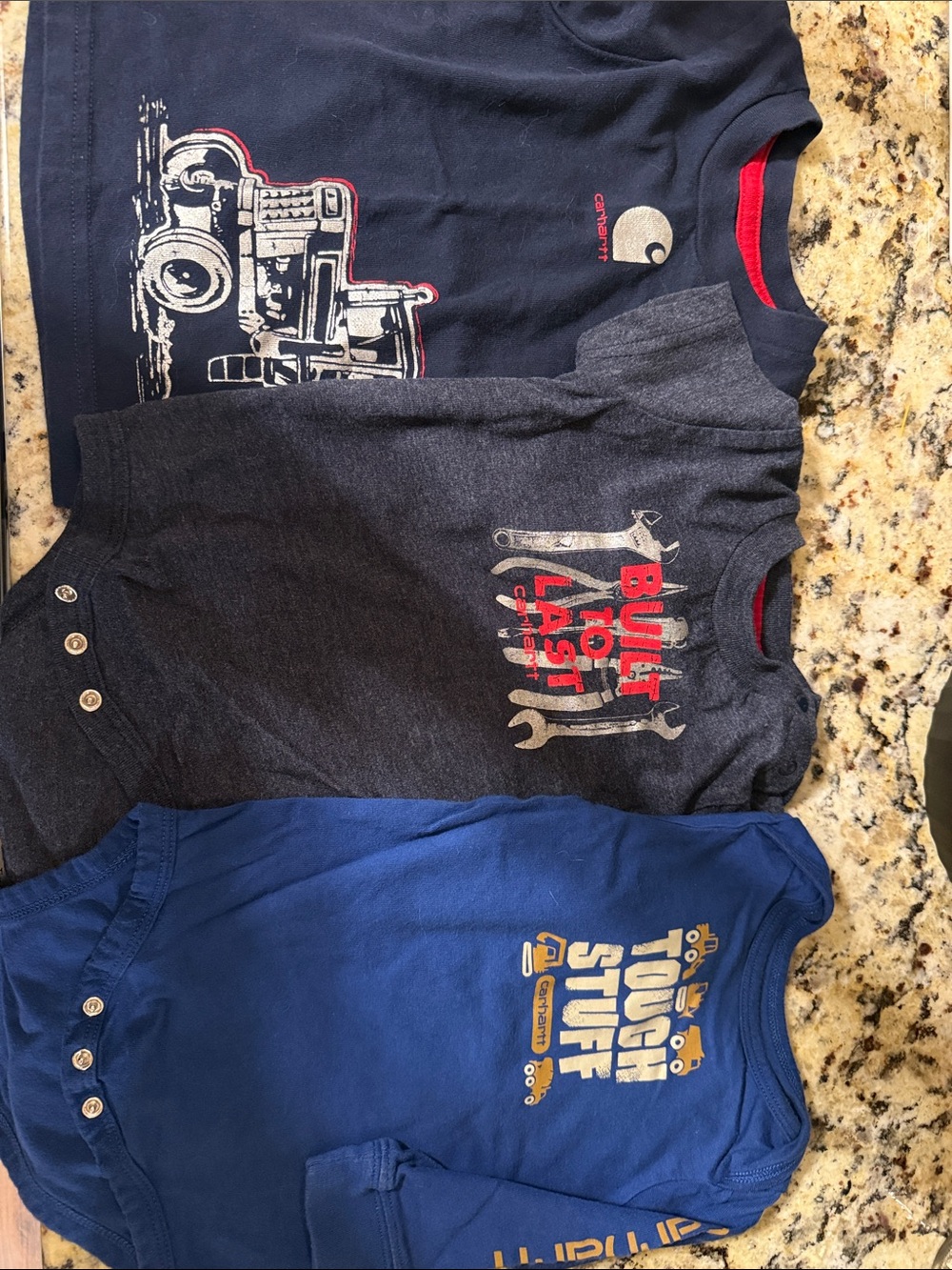 Carhartt Boys' Navy, Dark Gray & Royal Blue Long Sleeve Graphic Tee Trio